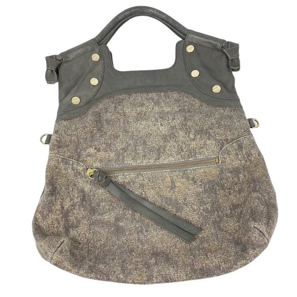 Foley & Corinna Lady Mid City Tote Taupe Tweed Leather Large - Picture 3 of 13